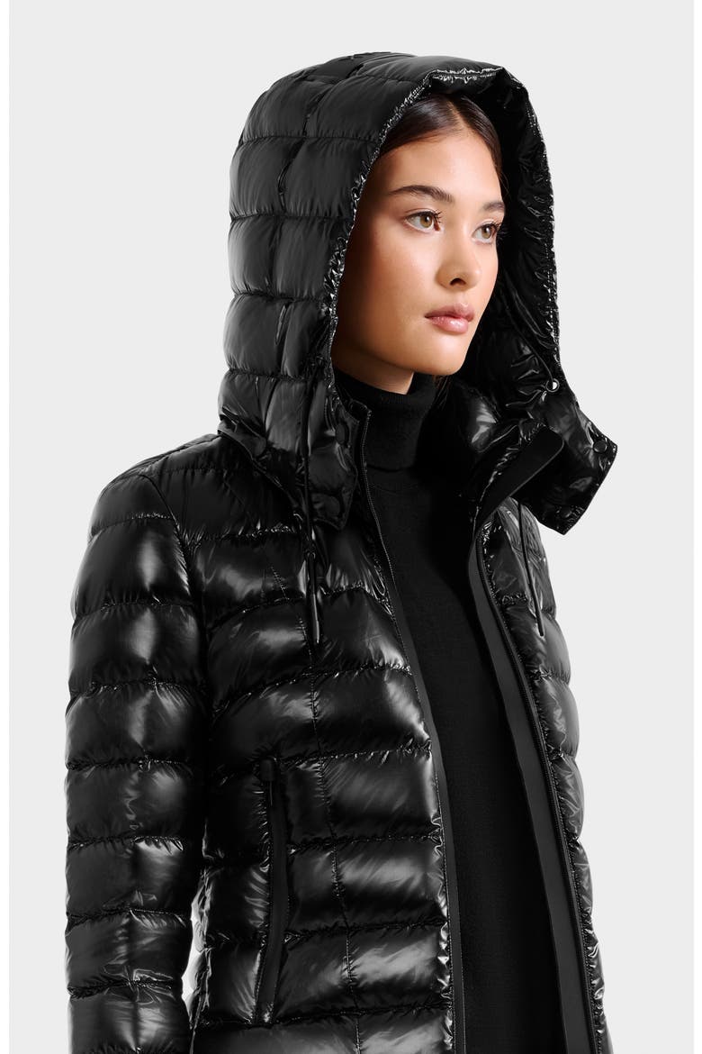 Melissa Glossy Lightweight Down Puffer, Alternate, color, Black