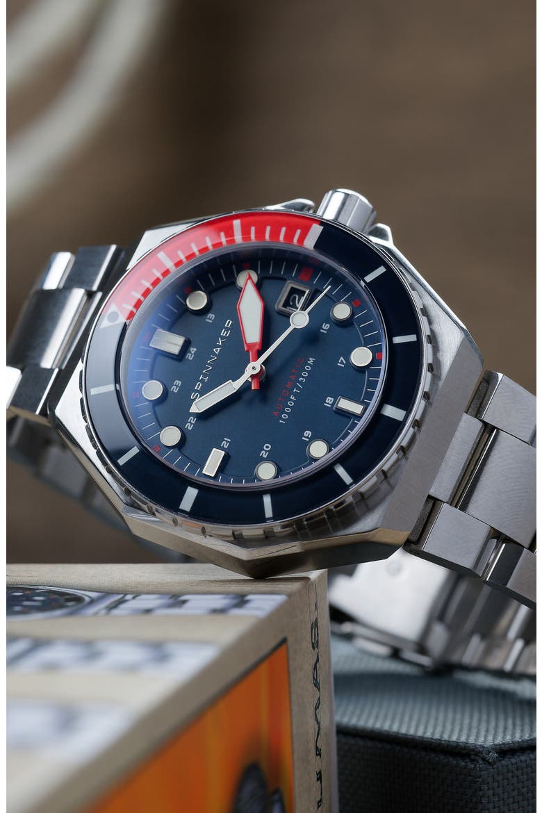 Dumas Automatic Bracelet Watch, 44mm, Alternate, color, BLUE