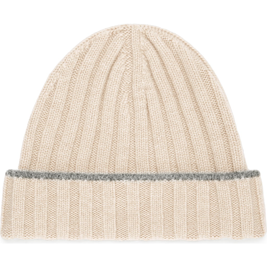 Brunello Cucinelli Cashmere Rib Knit Beanie In Sand