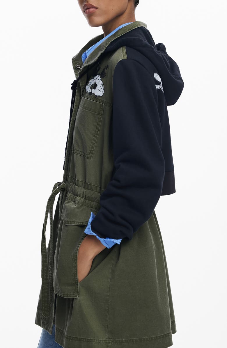 Desigual Mickey<sup>™</sup> Combined Parka, Alternate, color, Khaki