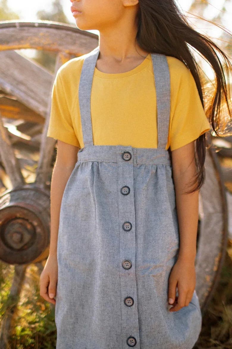 Kids' Organic Cotton Parker Pinafore Skirt, Main, color, Blue Gray