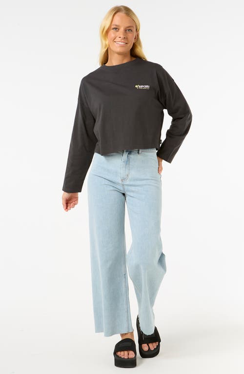Rip Curl Cala Long Sleeve Crop Graphic T-shirt In Washed Black