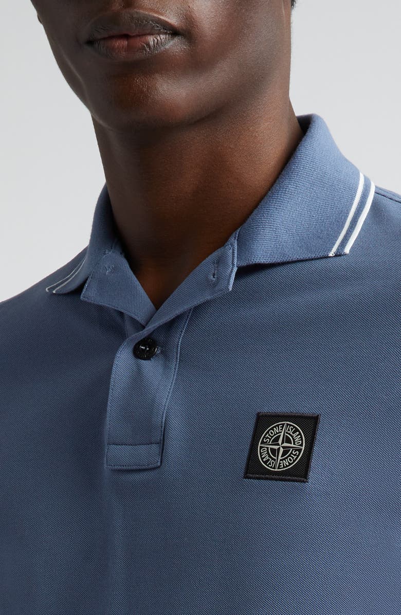 Stone Island Slim Fit Compass Logo Long Sleeve Stretch Cotton Polo, Alternate, color, Dark Blue
