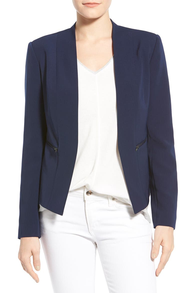 Zip Pocket Open Jacket, Main, color, NAVY PEACOAT
