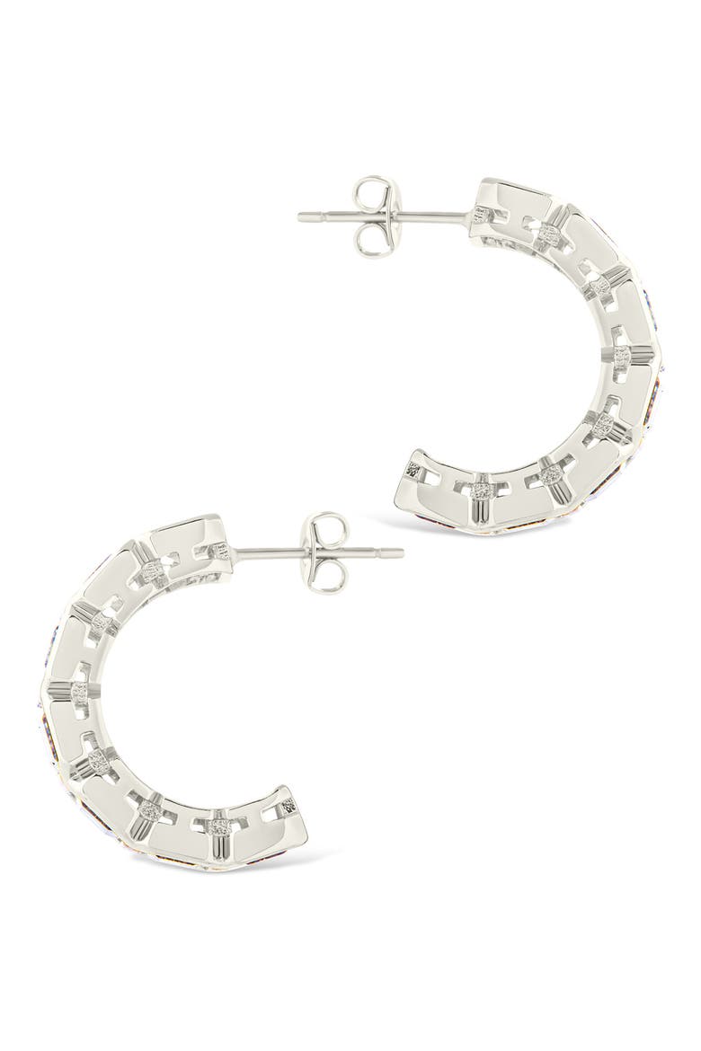 Nyssa Baguette Cubic Zirconia Hoop Earrings, Alternate, color, SILVER/ EMBER