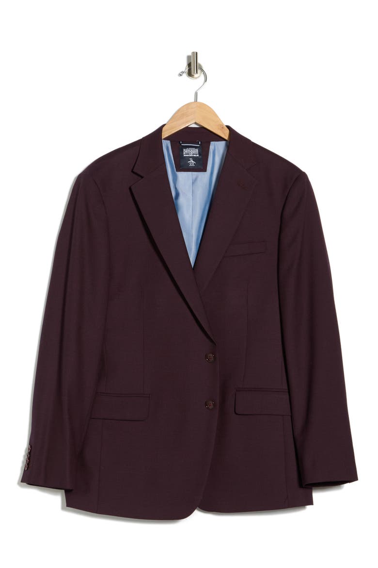 Notch Lapel Wool Blend Blazer, Alternate, color, BURGUNDY