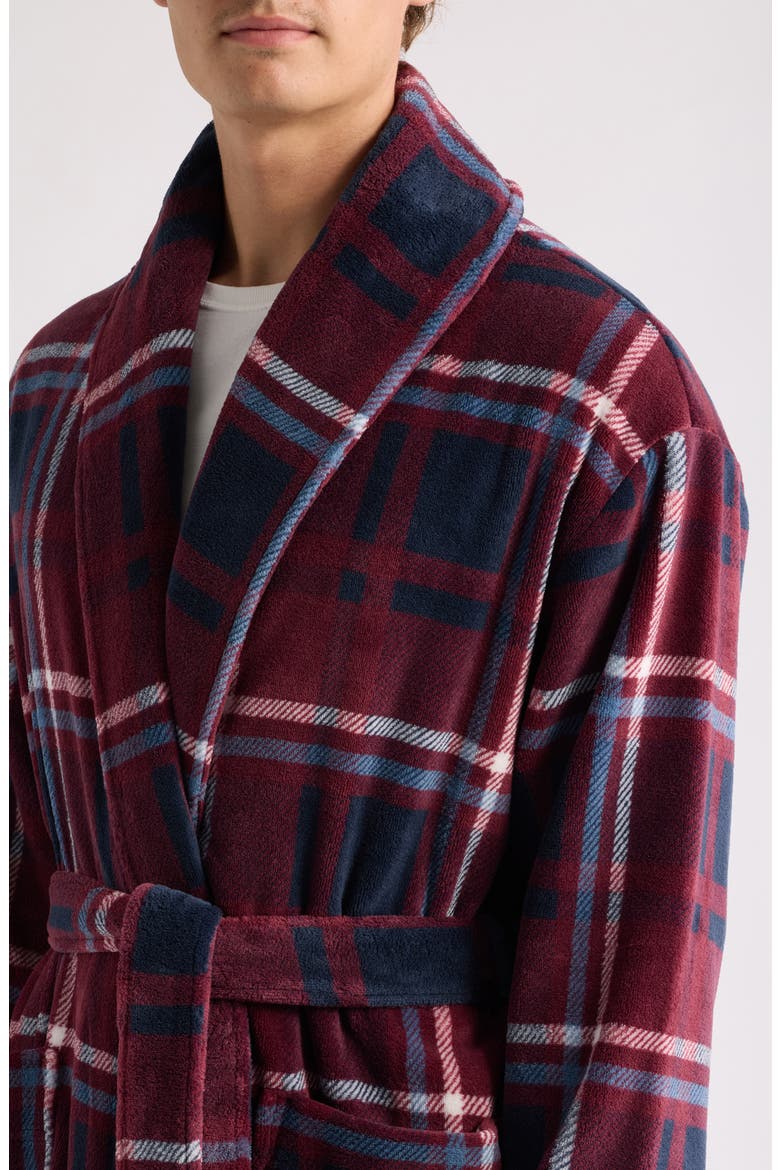Firelight Plush Shawl Robe, Alternate, color, WINTERBERRY