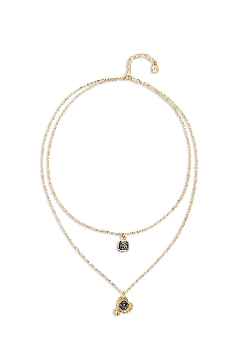 Multi-Layer Pendant Link Chain Necklace with Heart Charm, Main, color, Gold