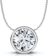 Bliss Diamond 1Ct Certified Bezel Round Cut Diamond Pendant 14k Gold 18" Necklace Lab Grown