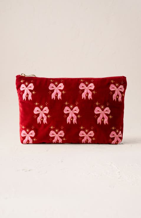 Dazzling Bows Velvet Everyday Pouch