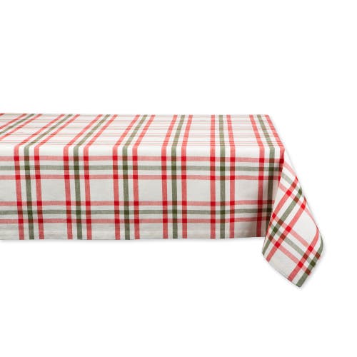 Dii Nutcracker Plaid Tablecloth 52x52 In Red