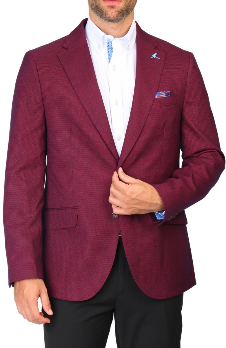 TailorByrd Tonal Dobby Sport Coat, Main, color, Burgundy
