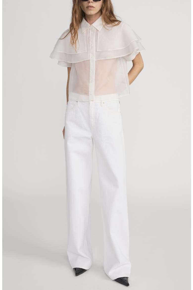 Cape Accent Silk Button-Up Shirt, Alternate, color, CREAM