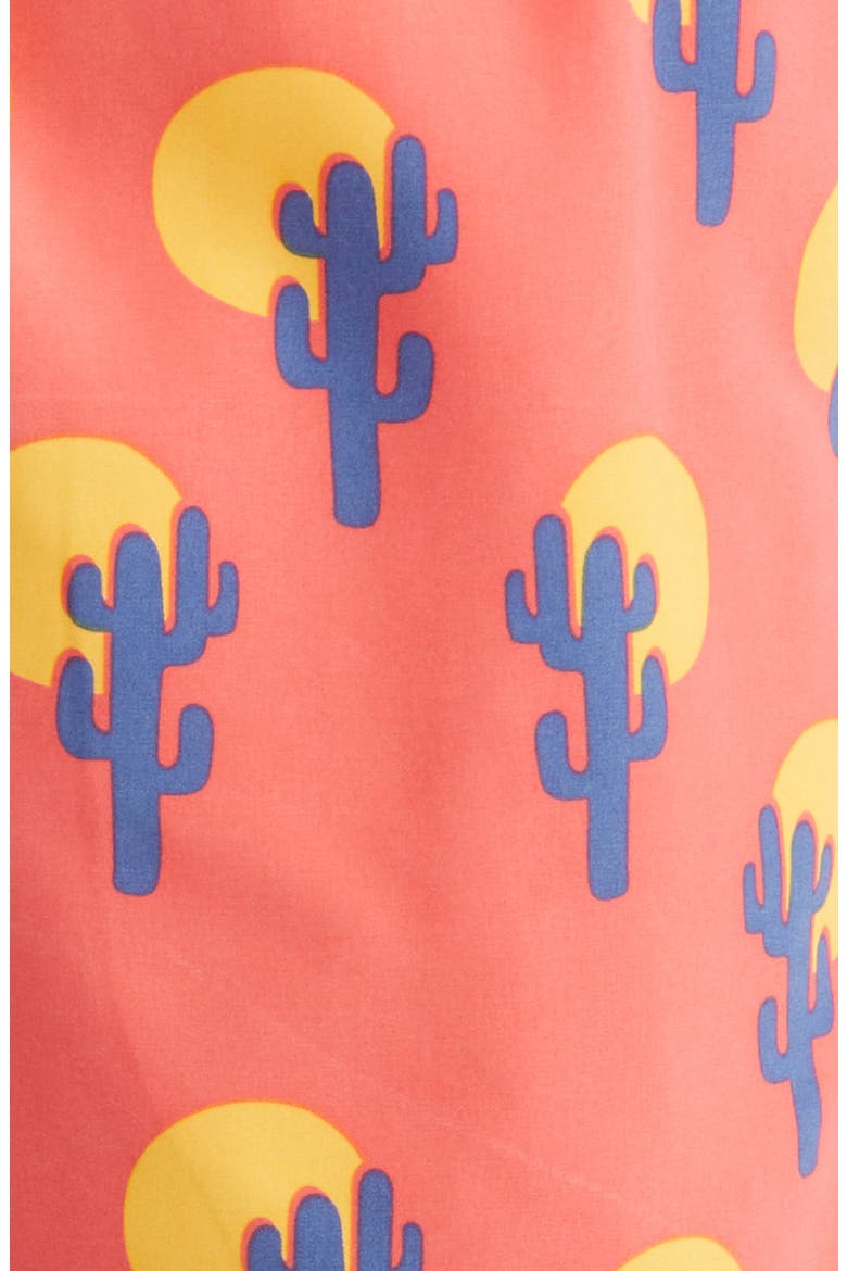 Cactus Print Performance Swim Trunks, Alternate, color, DEEP ROSE