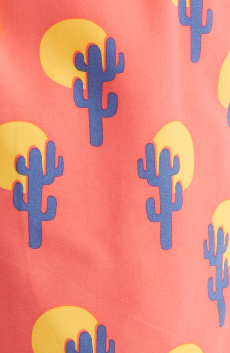 Tom & Teddy Cactus Print Performance Swim Trunks, Alternate, color, Deep Rose