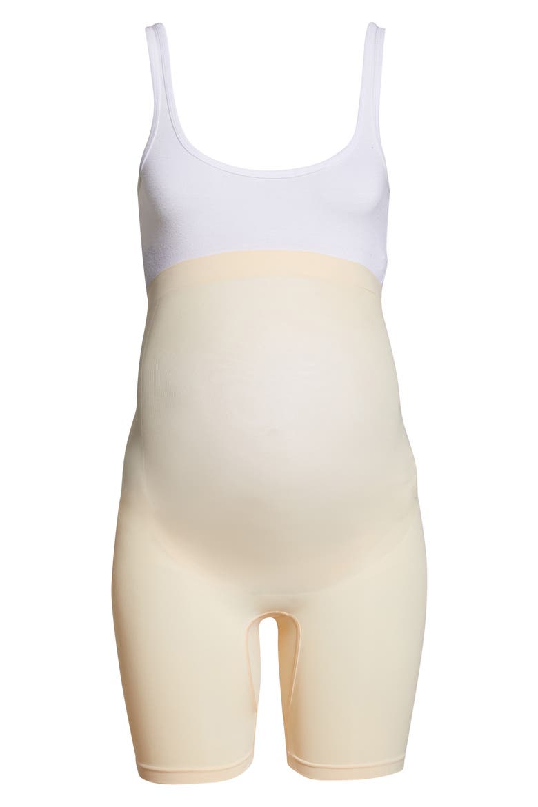 Sculpting Mid Thigh Maternity Shorts, Alternate, color, SAND