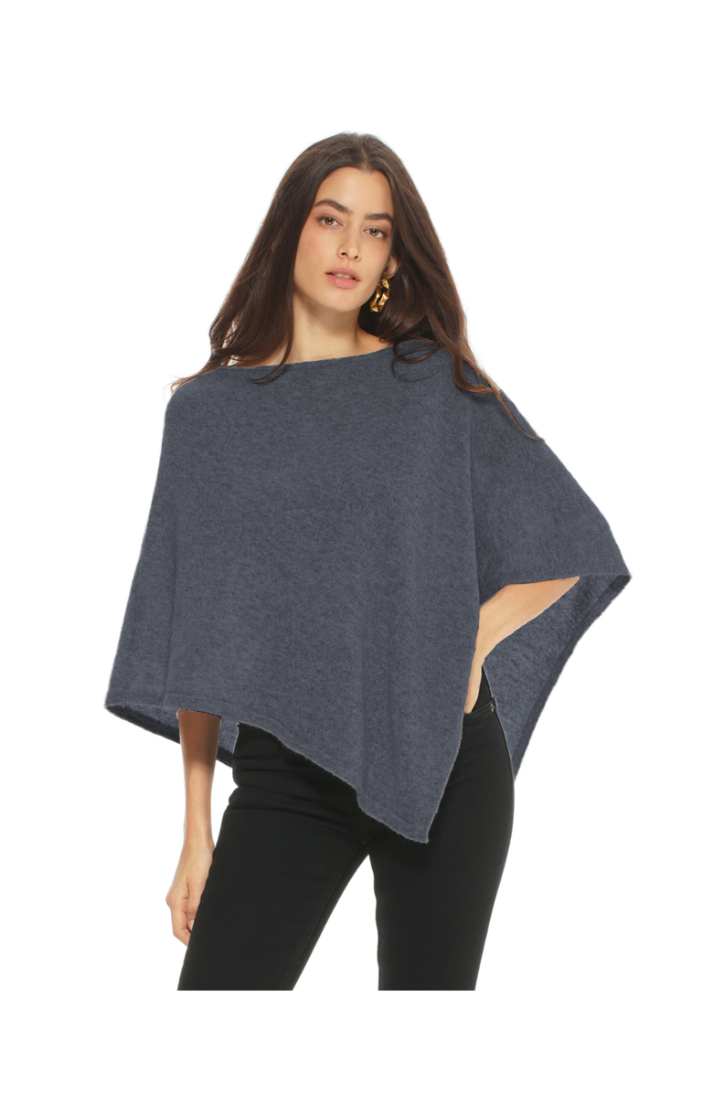 Monticelli Cashmere Pure Cashmere Capelet Poncho, Main, color, Charcoal
