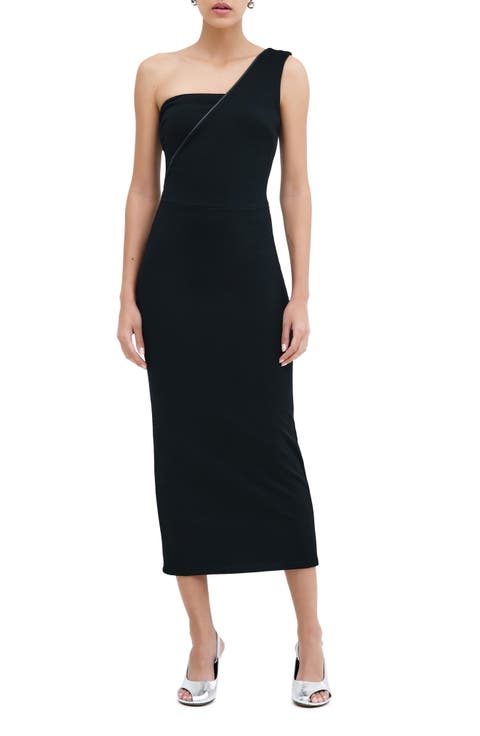 Nina One-Shoulder Ponte Midi Dress