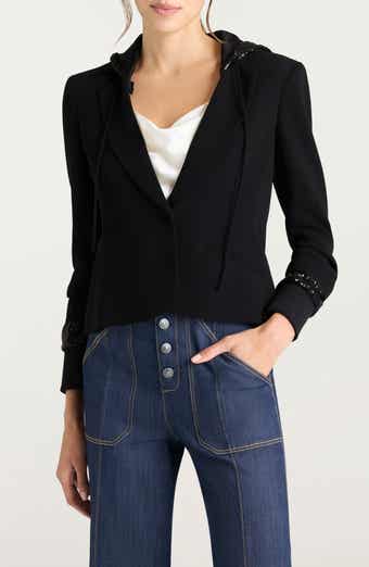 Cinq à Sept Khloe Sequin Trim Hooded Blazer