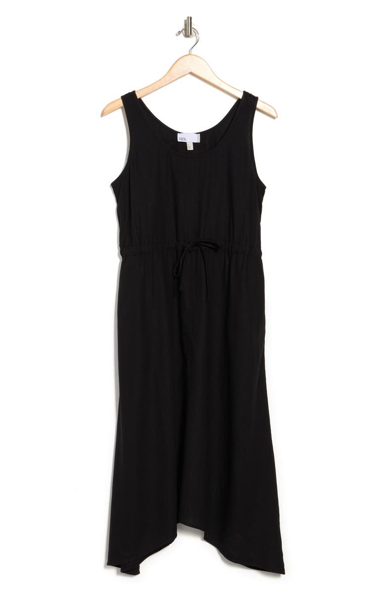 NORDSTROM RACK Drawstring Waist Linen Blend Midi Dress, Alternate, color,