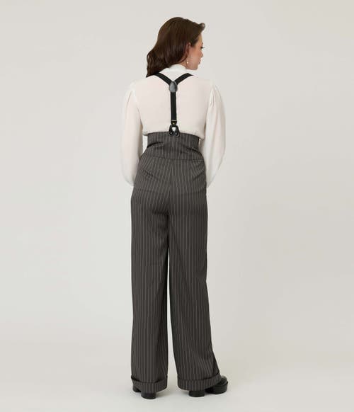 Unique Vintage Thelma High Waist Suspender Pants In Green