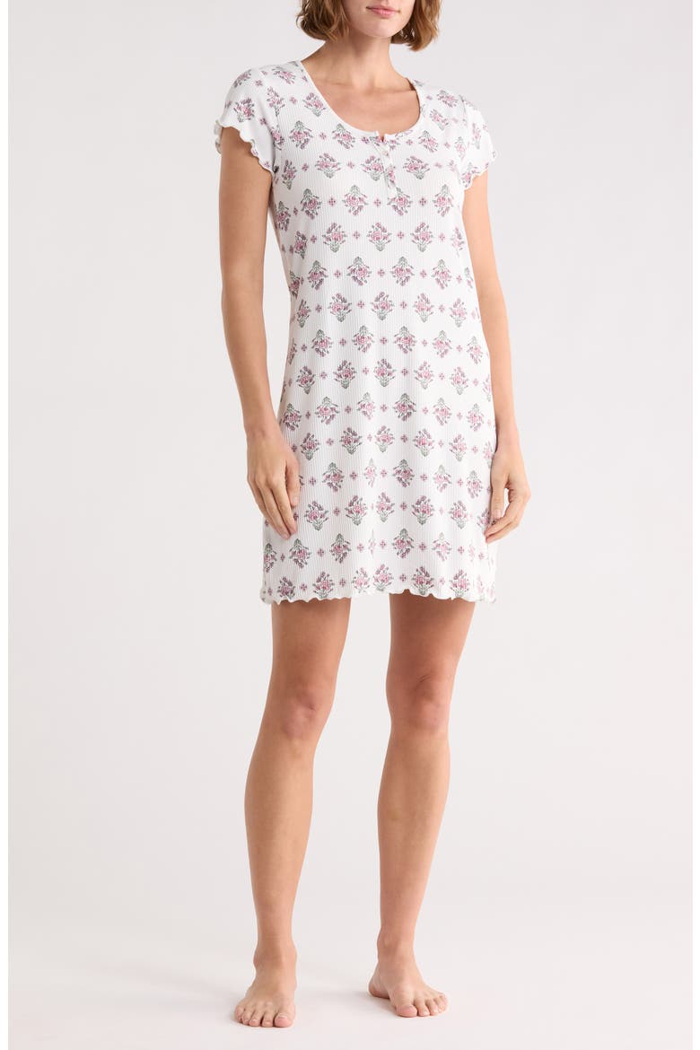 Print Rib Nightgown, Main, color, PINK FOULARD