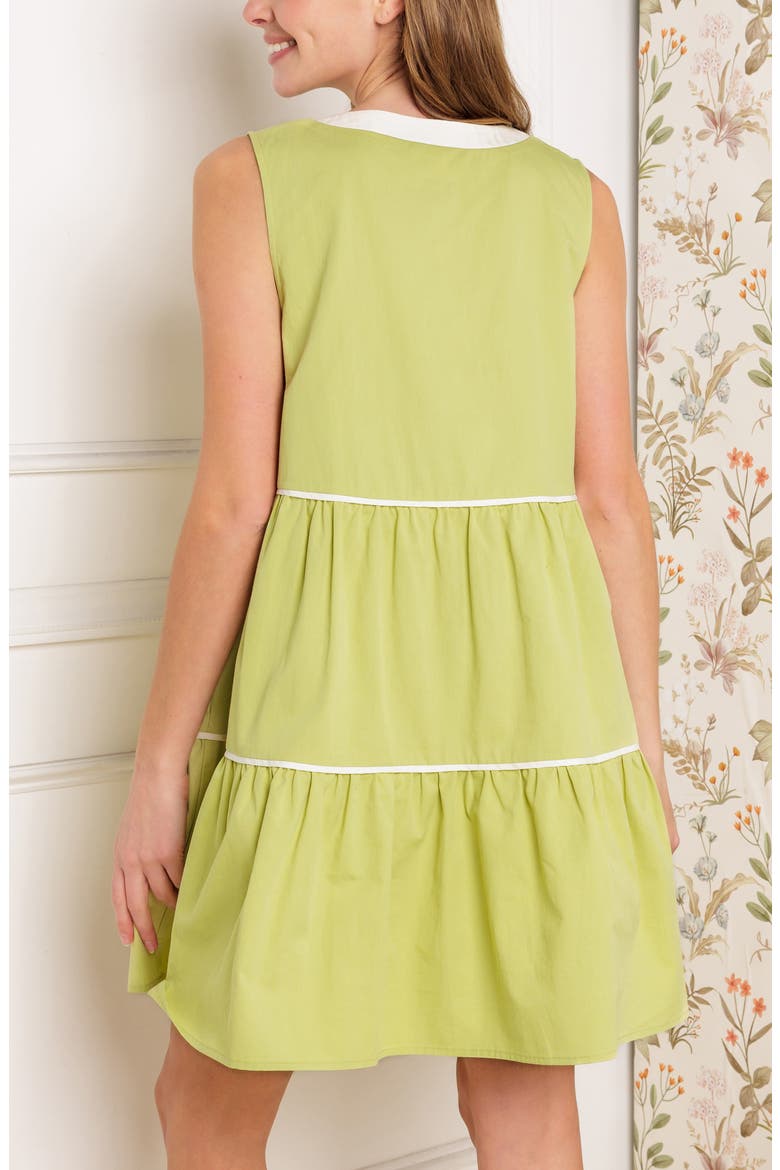 Colorblock Tie Front Sleeveless Babydoll Dress, Alternate, color, YELLOW GREEN