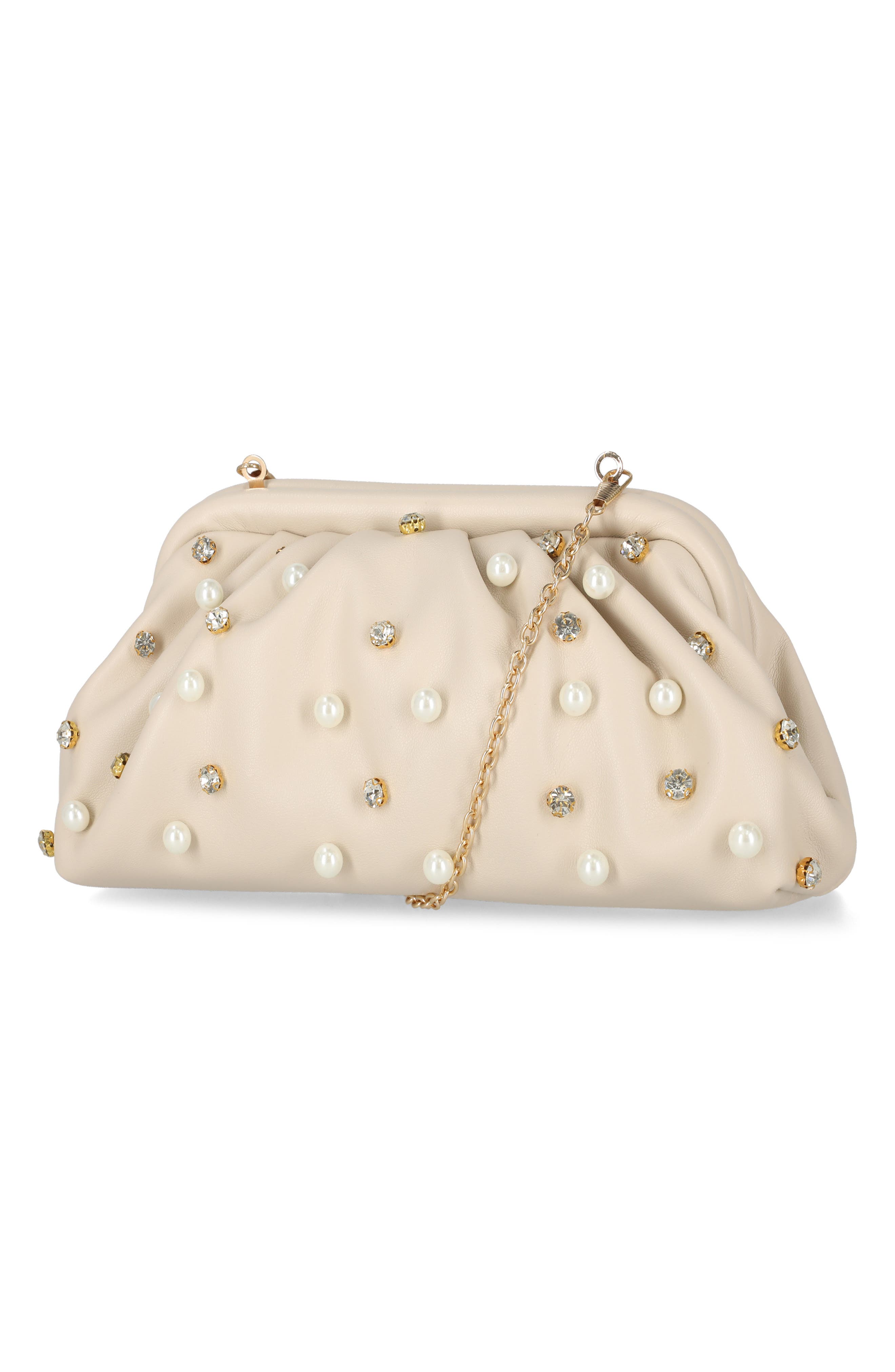 Violetta Studded Clutch, Alternate, color, BONE