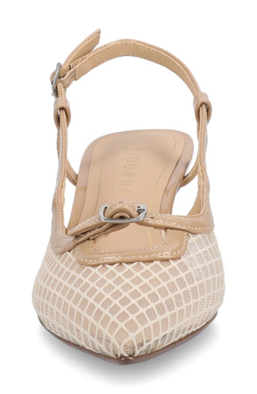 Shop Journee Collection Padma Slingback Kitten Heel Pump In Beige Mesh