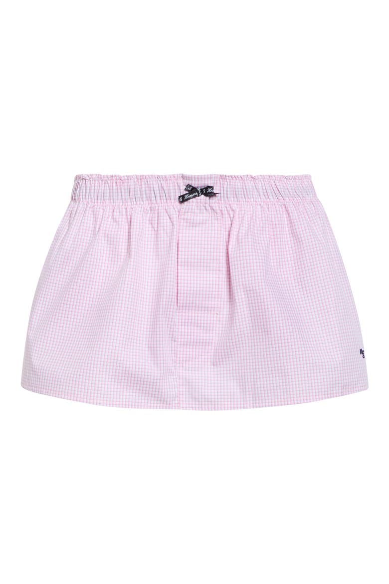 Check Cotton Boxer Miniskirt, Main, color, PINK GRAPH