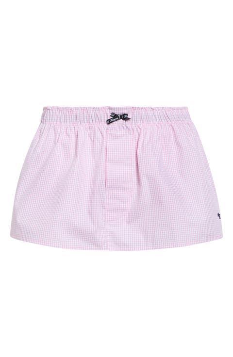 Check Cotton Boxer Miniskirt