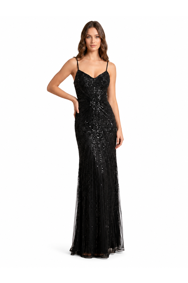 Strapless Beaded Gown, Alternate, color, Black