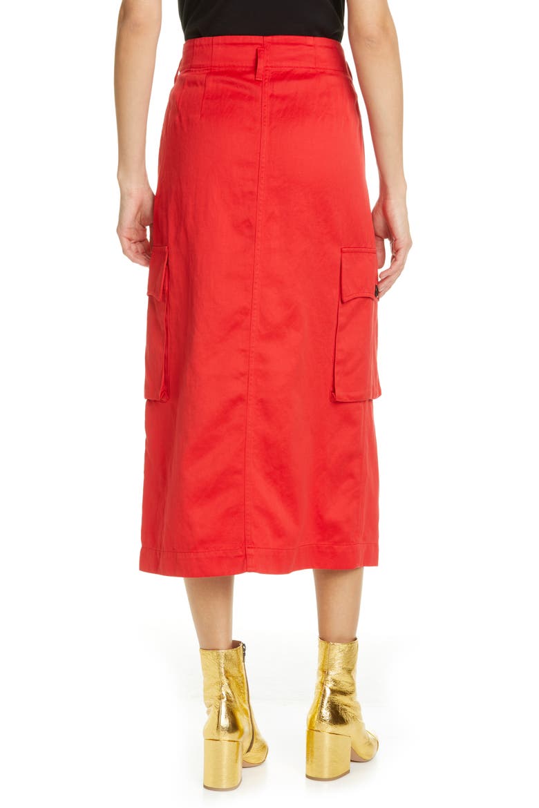 Savannah Cotton & Wool Midi Cargo Skirt, Alternate, color, RED