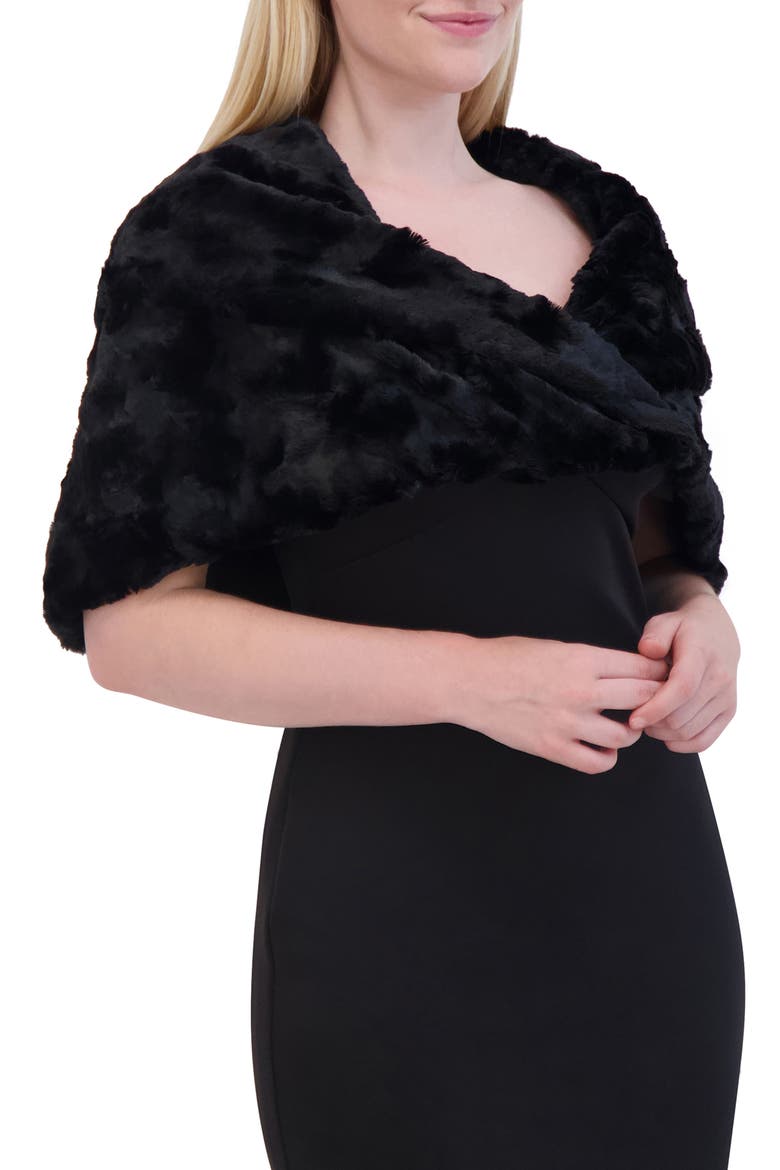 Furbie Faux Fur Capelet, Alternate, color, BLACK