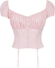 HOUSE OF CB Kitty Puff Sleeve Corset Crop Top