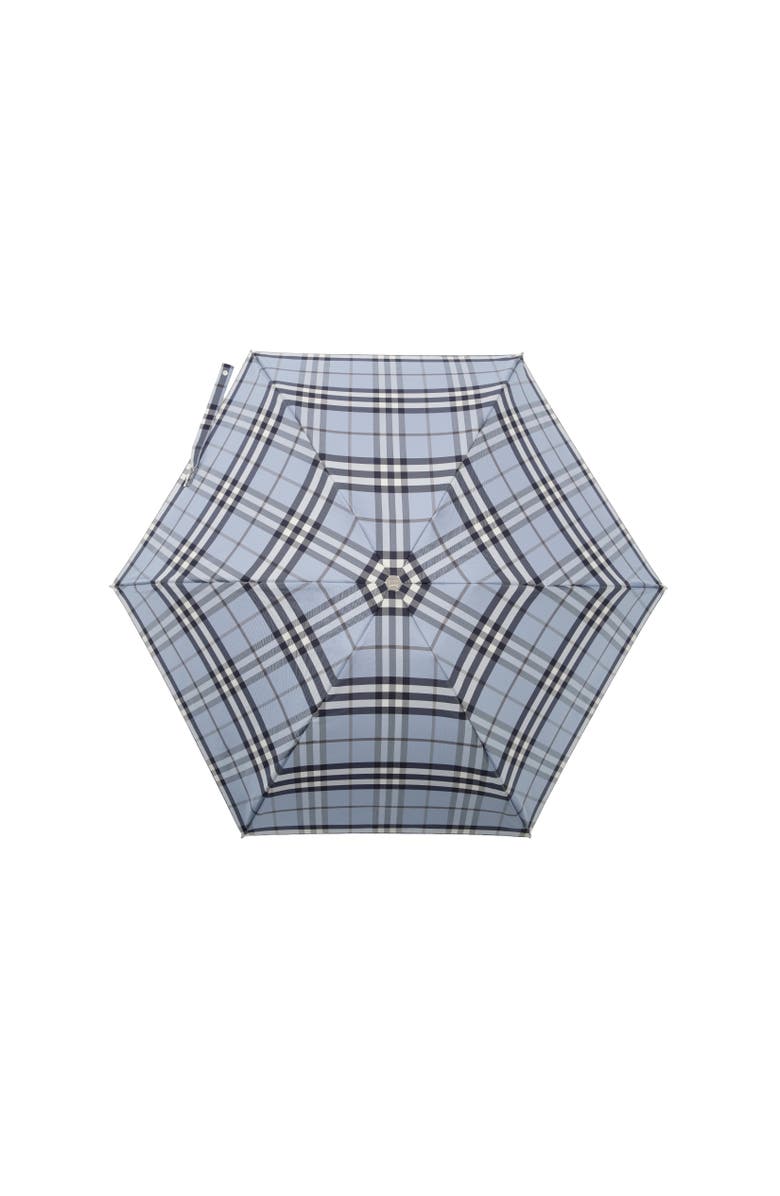 Burberry Check Folding Umbrella, Alternate, color, Bank Blue