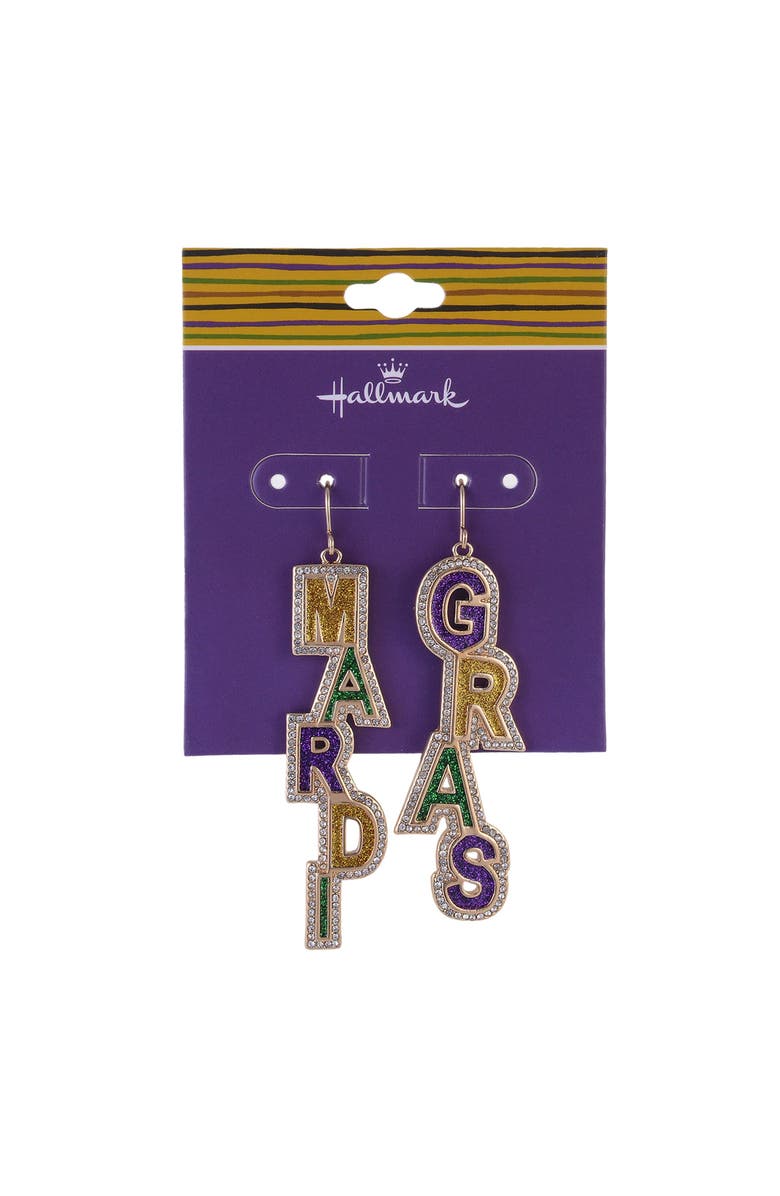 Hallmark Mardi Gras Linear Earrings, Alternate, color, Purple