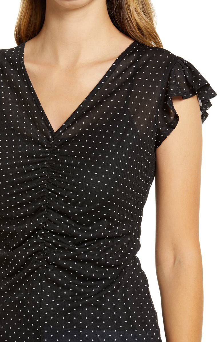 Halogen<sup>®</sup> Ruched Front Mesh Top, Alternate, color,