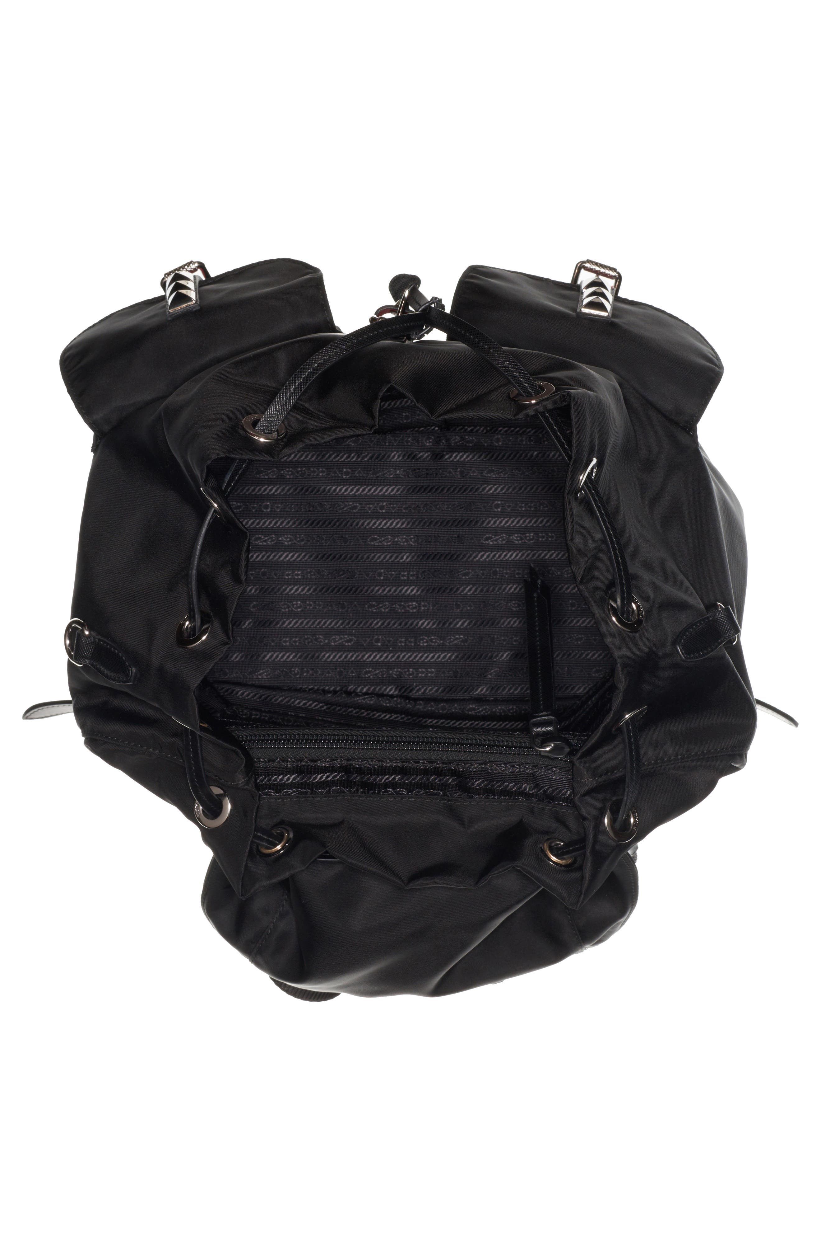 Prada Studded Nylon Backpack, Alternate, color, 
