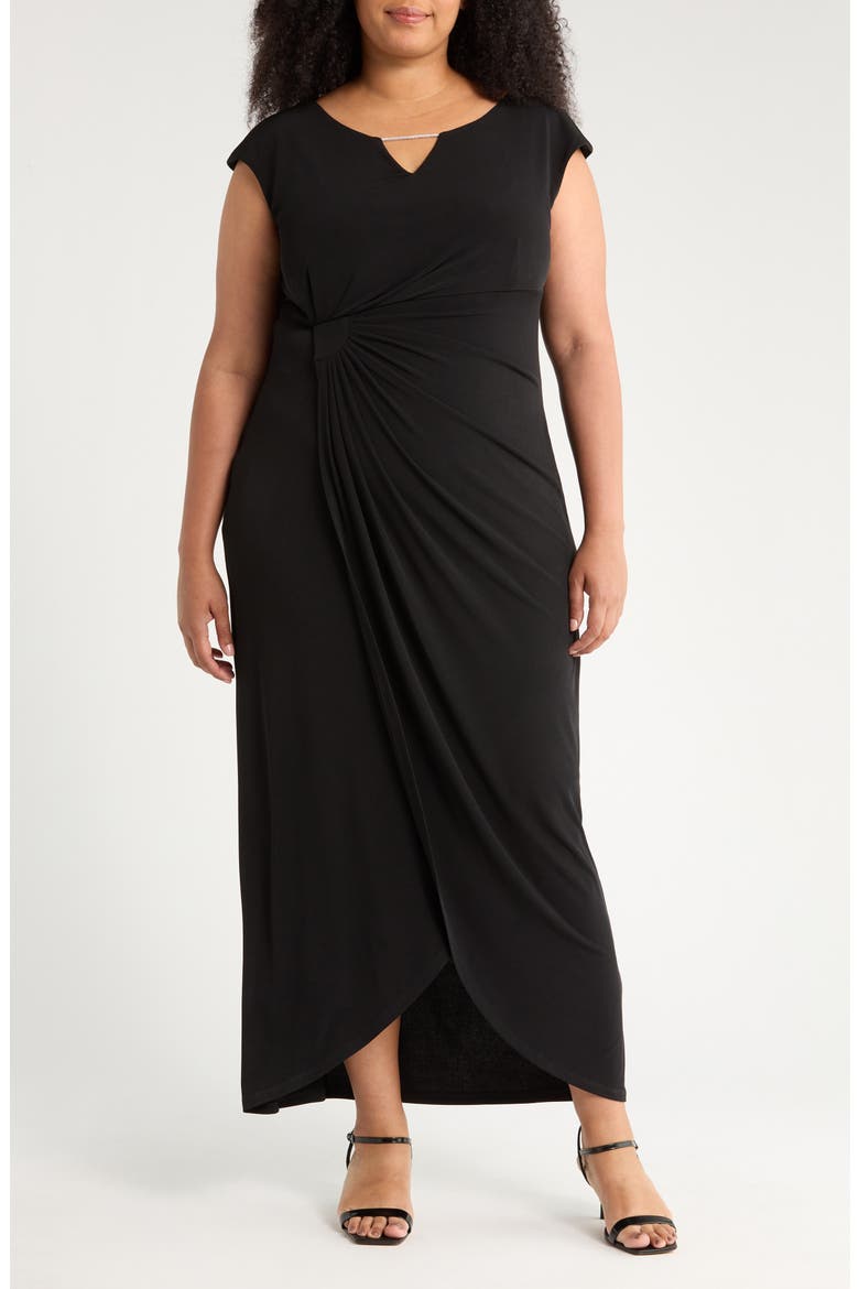 Cap Sleeve Maxi Dress, Main, color, BLACK