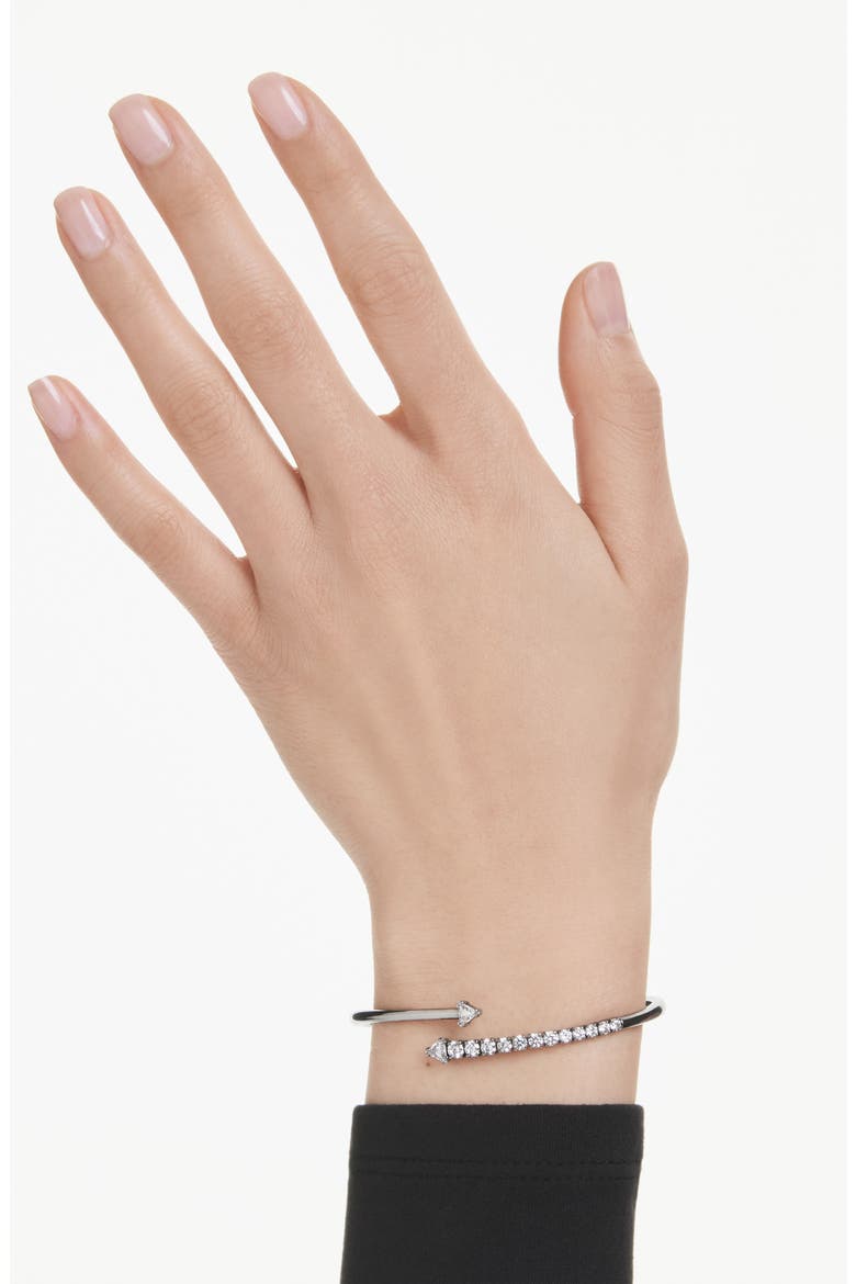 Sublima Bypass Bangle Bracelet, Alternate, color, RHODIUM/ WHITE