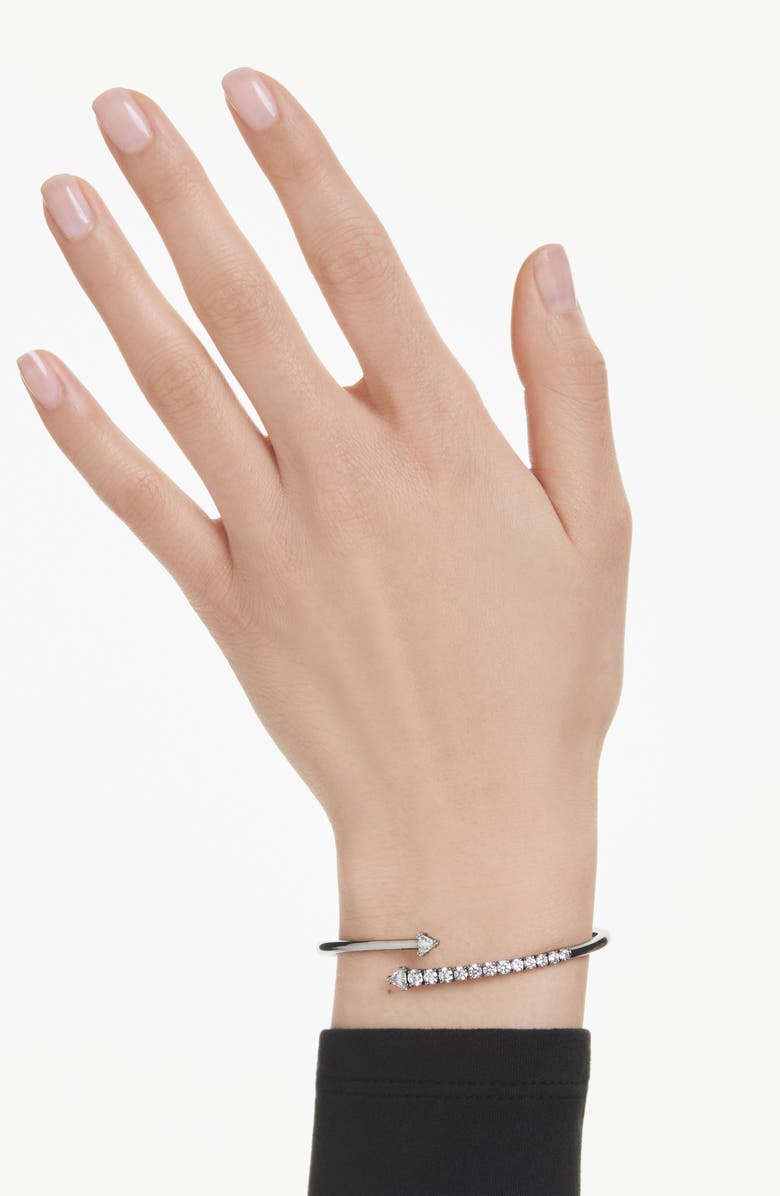 Swarovski Sublima Bypass Bangle Bracelet, Alternate, color, Rhodium/ White