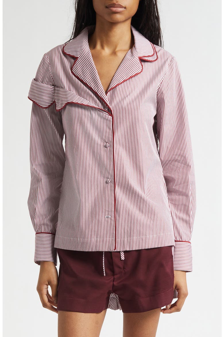 Deconstructed Pajama Top, Main, color, BURGUNDY/ WHITE