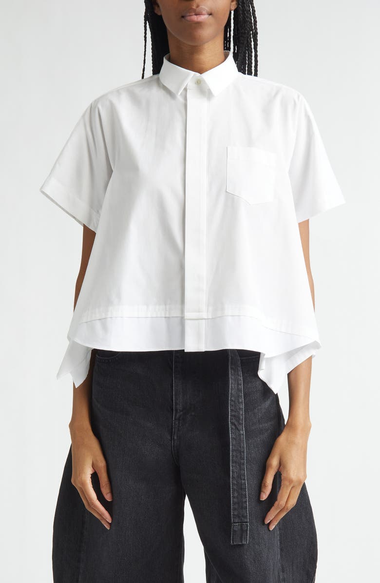 Sacai Poplin Shirt, Main, color, Off White