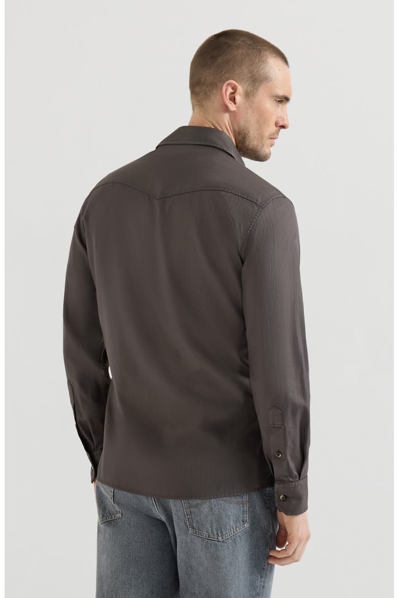 Garment-dyed chevron shirt, Alternate, color, Brown