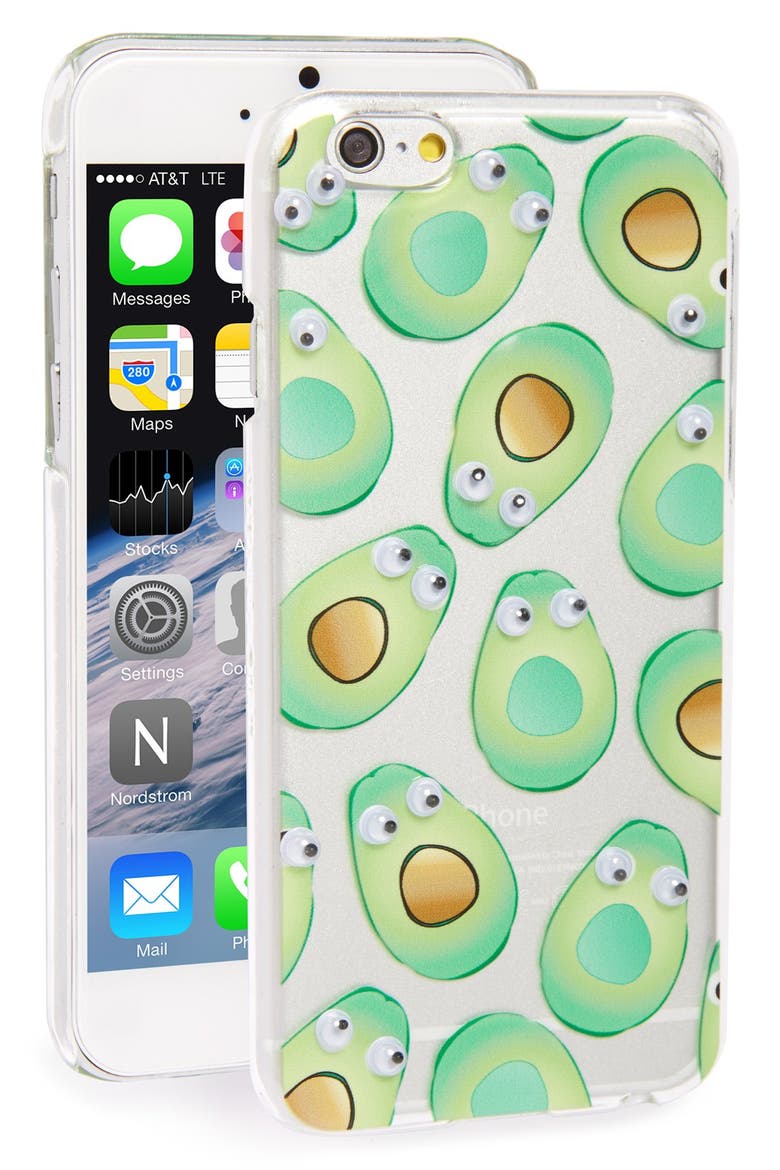 'Googly Avocado' iPhone 6 & 6s Case, Main, color, GREEN