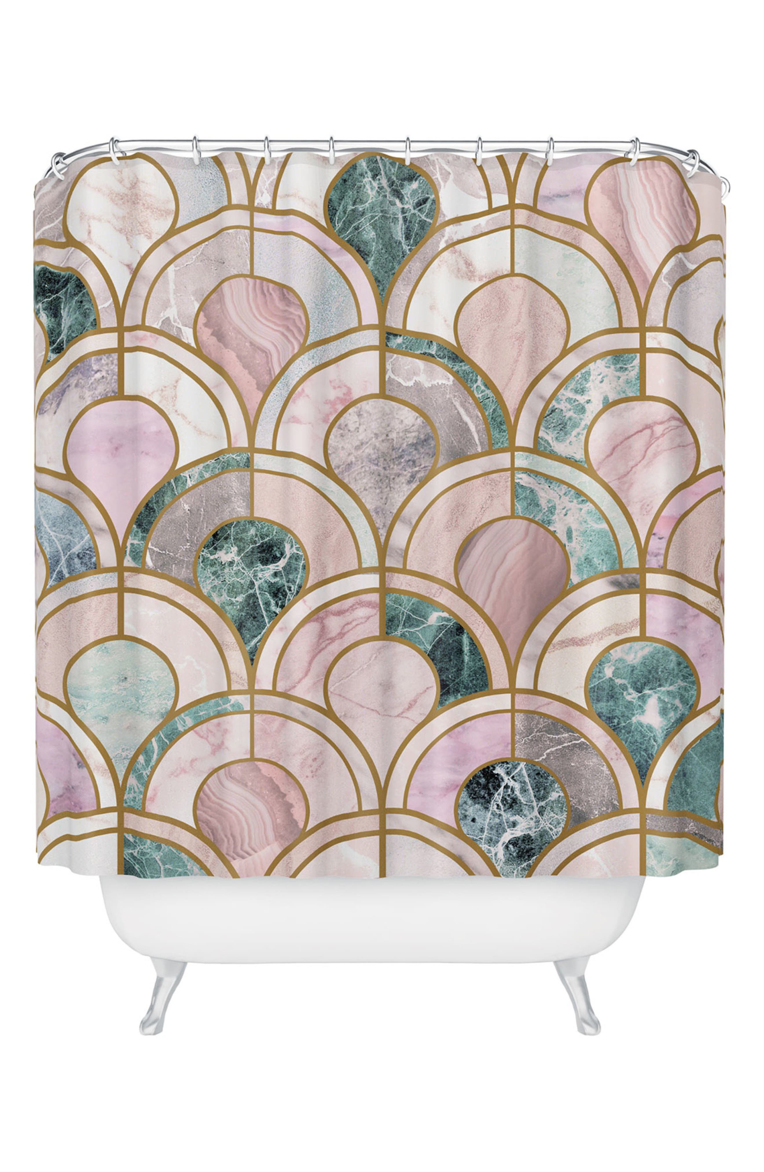 Deny Designs Rose Gold Marble Inlay Shower Curtain