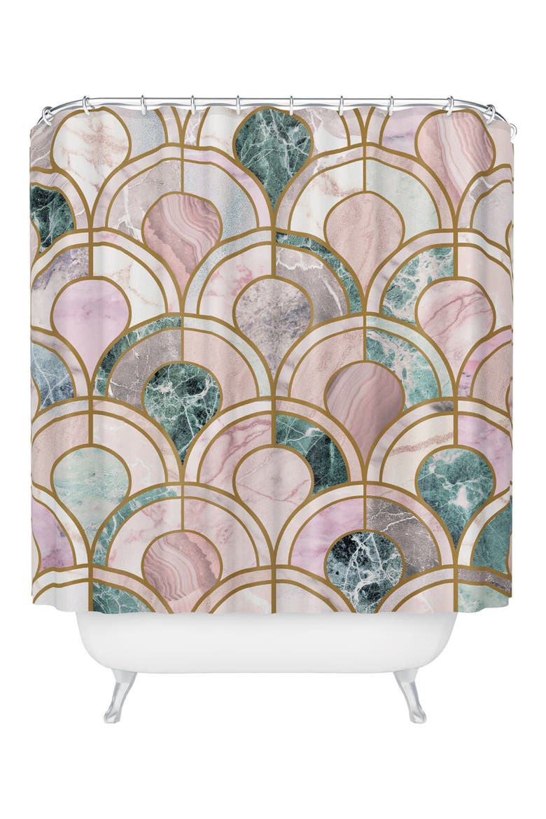 Rose Gold Marble Inlay Shower Curtain, Main, color, MULTI