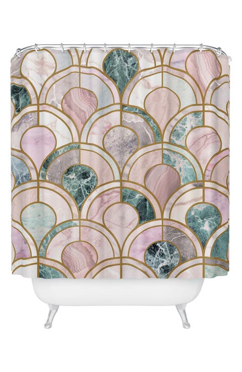 Rose Gold Marble Inlay Shower Curtain