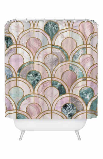 Rose Gold Marble Inlay Shower Curtain